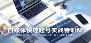 自媒体快速起号实战特训课：四种内容二次加工方法，多平台适配，账号冷启动全套教学-大象聊项目