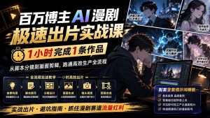 百万博主AI漫剧极速出片实战课:1小时产出条作品,从脚本分镜到画面剪辑,跑通高效生产全流程-大象聊项目