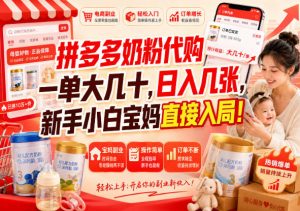 拼多多代购一单大几十,日入几百,普通人利用空闲时间就能做!-大象聊项目