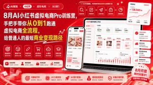 8月AI小红书虚拟电商Pro训练营，手把手带你从0到1跑通虚拟电商全流程，给普通人的最短商业变现路径(更新0903)-大象聊项目