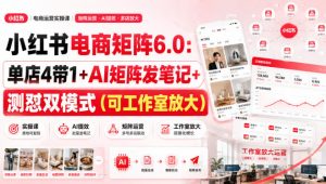 小红书电商矩阵6.0:单店4带1+AI矩阵发笔记+测怼双模式(可工作室放大)-大象聊项目