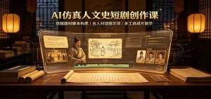 AI仿真人文史短剧创作课：穿越题材脚本构思，古人对话提示词，多工具成片教学-大象聊项目