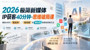 2026极简新媒体IP获客40分钟-思维破局课,解锁Ai时代“低成本”、“低风险”的确定性新媒体获客打法-大象聊项目