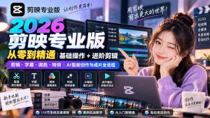 2026剪映专业版从零到精通｜基础操作+进阶剪辑｜剪辑·字幕·调色·特效｜AI智能创作与成片全流程-大象聊项目