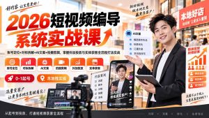 2026短视频编导系统实战课：账号定位+对标拆解+AI文案+拍摄剪辑，掌握抖加投放与实体获客全流程打法实战-大象聊项目