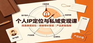 个人IP定位与私域变现课：找准赛道定位，搭建增长管道，产品发售指南-大象聊项目