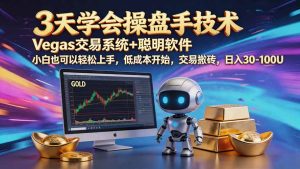 三天学会操盘手技术【顺势而为第八期】Vegas交易技术+聪明软件，日赚50-300U-大象聊项目