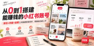 从0到1搭建能賺钱的小红书账号,定位+内容+运营三天跑通变现闭环-大象聊项目