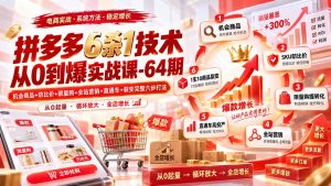拼多多6杀1技术从0到爆实战课-64期：机会商品+防比价+限量购+全站营销+直通车+裂变完整六步打法-大象聊项目