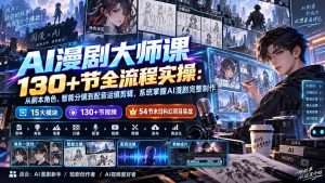 AI漫剧大师课130+节全流程实操:从剧本角色、智能分镜到配音运镜剪辑,系统掌握AI漫剧完整制作-大象聊项目