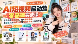 AI短视频启动营零基础实战课:学会寻找爆款素材、编写爆款脚本,用豆包完成视频生成与视频号发布全流程方法-大象聊项目