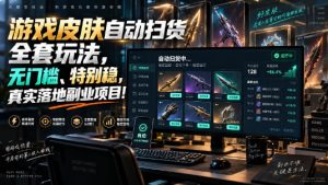 游戏皮肤自动扫货全套玩法，无门槛、特别稳，真实落地副业项目！【揭秘】-大象聊项目
