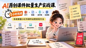 AI原创课件批量生产实战课：1小时完成PPT+教案+逐字稿+说课稿，系统掌握小红书课件运营变现方法-大象聊项目
