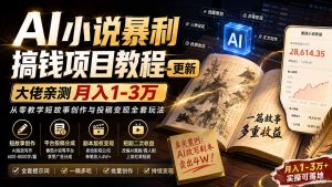 AI小说短故事暴利搞钱项目教程-更新，大佬亲测月入1-3万，从零教学短故事创作与投稿变现全套玩法-大象聊项目