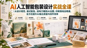 AI人工智能包装设计实战全课|从设计规范、版式配色、结构刀模到AI出图、印刷落地全精通-大象聊项目