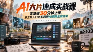 AI大片速成实战课|零基础30分钟上手,从工具入门到多风格AI视频全案落地-大象聊项目
