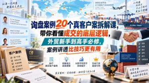 询盘案例20个真客户案拆解课，带你看懂成交的底层逻辑，外贸新手到高手必修，案例讲透比技巧更有用-大象聊项目