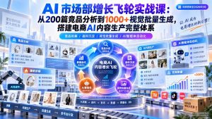 AI 市场部增长飞轮实战课:从200篇竞品分析到1000+视觉批量生成,搭建电商AI内容生产完整体系-大象聊项目