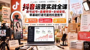 抖音运营实战全课|新号起号+直播带货+全域变现,零基础打造可盈利抖音账号-大象聊项目