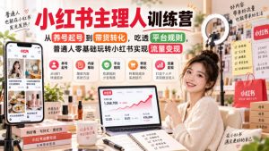 小红书主理人训练营,从养号起号到带货转化,吃透平台规则,普通人零基础玩转小红书实现流量变现-大象聊项目