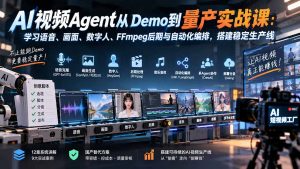 AI视频Agent从Demo到量产实战课:学习语音、画面、数字人、FFmpeg后期与自动化编排,搭建稳定生产线-大象聊项目