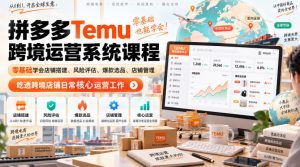Temu跨境拼多多运营系统课程,零基础学会店铺搭建、风险评估、爆款选品、店铺管理,吃透跨境店铺日常核心运营工作-大象聊项目