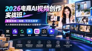 2026电商AI视频创作实战班：掌握剪映、海螺、可灵与即梦，从人物替换到营销视频成片完整教学-大象聊项目