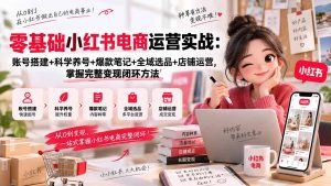 零基础小红书电商运营实战：账号搭建+科学养号+爆款笔记+全域选品+店铺运营，掌握完整变现闭环方法-大象聊项目