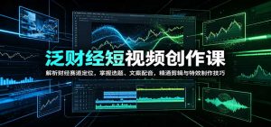 泛财经短视频创作课：解析财经赛道定位，掌握选题、文案配音，精通剪辑与特效制作技巧-大象聊项目