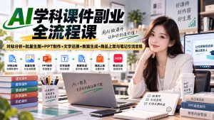 AI学科课件副业全流程课|对标分析+批量生图+PPT制作+文字还原+教案生成+商品上架与笔记引流变现-大象聊项目