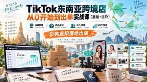 TikTok东南亚跨境店从0开始到出单实战课(基础+进阶),店铺搭建、选品发货、达人对接、GMV投流,学完直接落地出单-大象聊项目