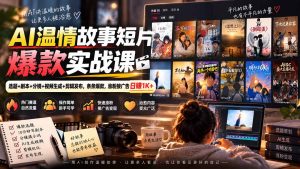 AI温情故事短片爆款实战课-更新|选题+剧本+分镜+视频生成+剪辑发布,条条爆款,涨粉接广告日赚1K+-大象聊项目