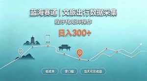 蓝海赛道  文旅出行数据采集  程序化矩阵操作    低成本  零门槛   当天可见收益   日入300+-大象聊项目