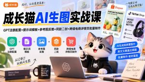 成长猫AI生图实战课|GPT注册配置+提示词模板+参考图反推+同款二创+跨境电商详情页批量制作-大象聊项目
