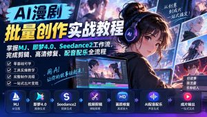 AI漫剧批量创作实战教程:掌握MJ、即梦4.0、Seedance2工作流,完成剪辑、高清修复、配音配乐全流程-大象聊项目