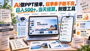 AI做PPT接单，旺季单子做不完，日入500+，当天结算，附赠工具【揭秘】-大象聊项目