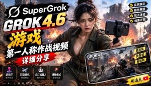 Grok 4.6也能做游戏?第一人称作战视频实测|玩法详细讲解-大象聊项目