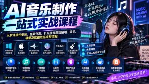 AI音乐制作一站式实战课程:从软件插件安装、音频分离、扒带换音源到贴唱、混音、母带及歌曲成品完整流程-大象聊项目