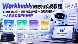 Workbuddy技能变现实战教程:AI批量做内容+经验包装成产品+自动完成交付,一人跑通轻资产创业模式-大象聊项目