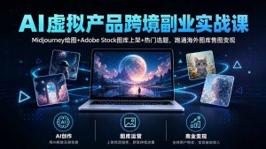 AI虚拟产品跨境副业实战课|Midjourney绘图+Adobe Stock图库上架+热门选题,跑通海外图库售图变现-大象聊项目