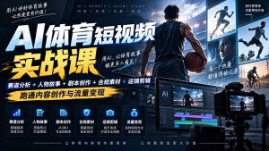 AI体育短视频赛道顶级玩法|赛道分析+人物故事+剧本创作+版权处理+运镜剪辑,跑通流量变现-日赚1K+-大象聊项目