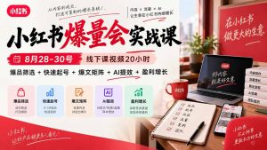 小红书爆量会实战课-更新9月17：线下课视频20小时，爆品筛选+快速起号+爆文矩阵+AI提效+盈利增长-大象聊项目