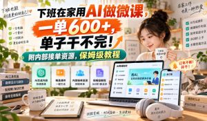 下班在家用AI做微课，一单600+，单子干不完！附内部接单资源，保姆级教程【揭秘】-大象聊项目