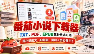 番茄小说下载器，TXT、PDF、EPUB三种格式可选，做小说推文、AI短剧、漫剧人员必备！！！-大象聊项目