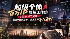 超级个体百万IP修炼工作坊-北京线下见面：  助力中国创业者，真正走向年入百W-大象聊项目