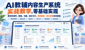 AI教辅内容生产系统实战教学,零基础实现教材转课件、教案、习题、知识卡片,教师提效、博主变现双向赋能-大象聊项目