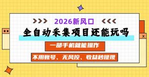 全自动采集项目还能玩吗？2026实测新风口 一部手机就能操作-大象聊项目