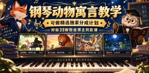 钢琴动物寓言教学，可做精选独家分成计划，对标35W粉丝博主同款课-大象聊项目