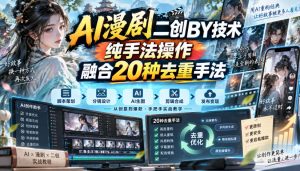 AI漫剧二创搬运技术，纯手法操作，融合20种去重手法-大象聊项目