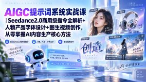 AIGC提示词系统实战课-无水印|Seedance2.0商用级指令全解析+人物产品字体设计+图生视频创作,掌握AI内容生产方法-大象聊项目